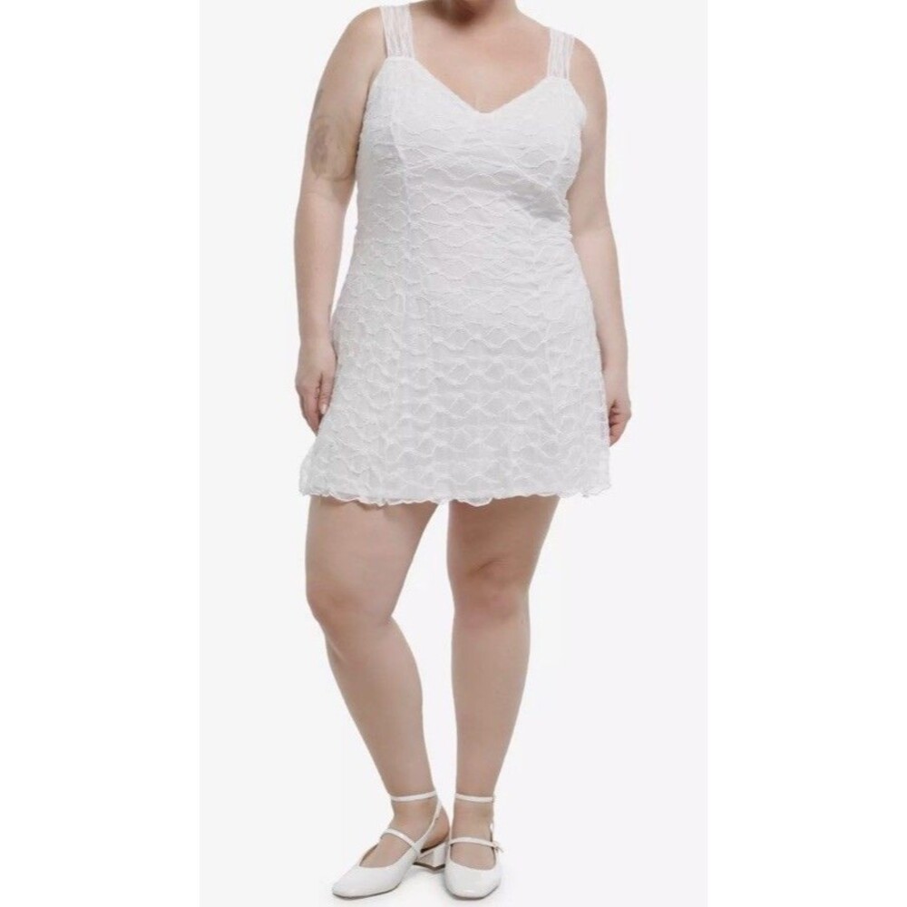 0 Thorn And Fable White Lace Fit & Flare Mini Dress Plus Size